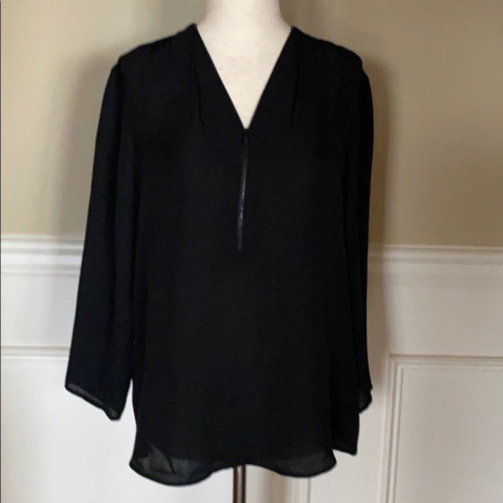 Theory Black Silk Zipper Blouse - Small